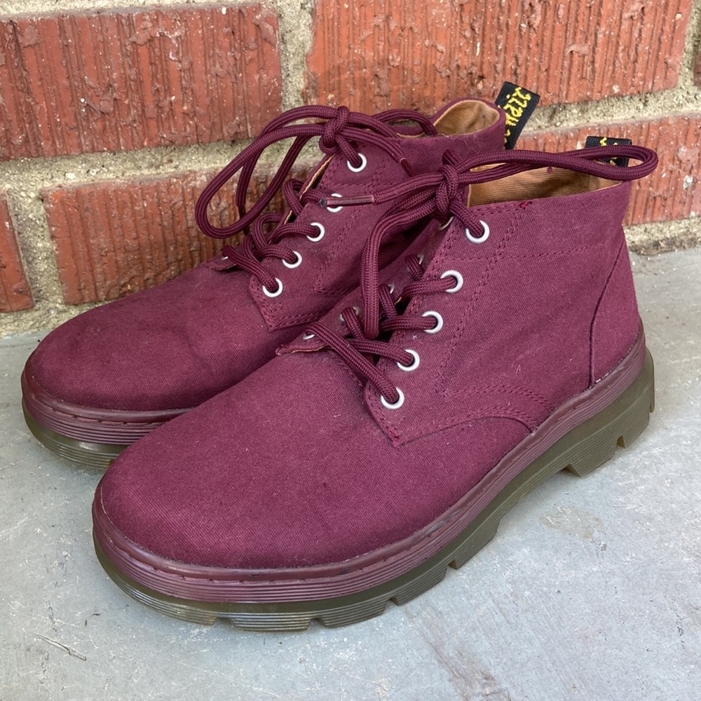 Dr. Martens Burgundy Canvas Lace-Up Ankle Boots - Picture 7 of 7